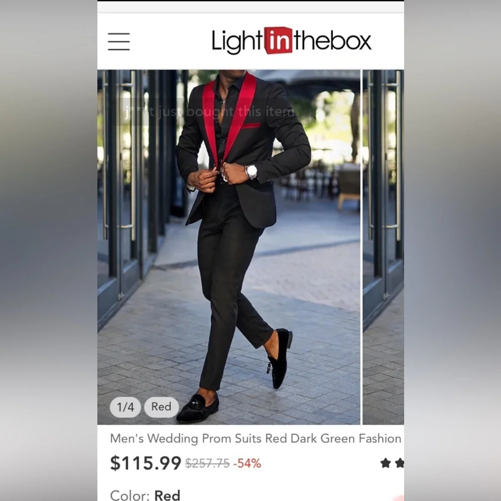 Elegant Black and Red Men's Blazer - Picture 1 of 4